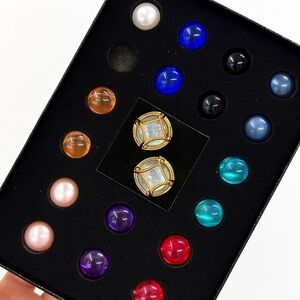 Vintage  Interchangeable Caged Clip on Earring Set JOAN RIVERS with Box